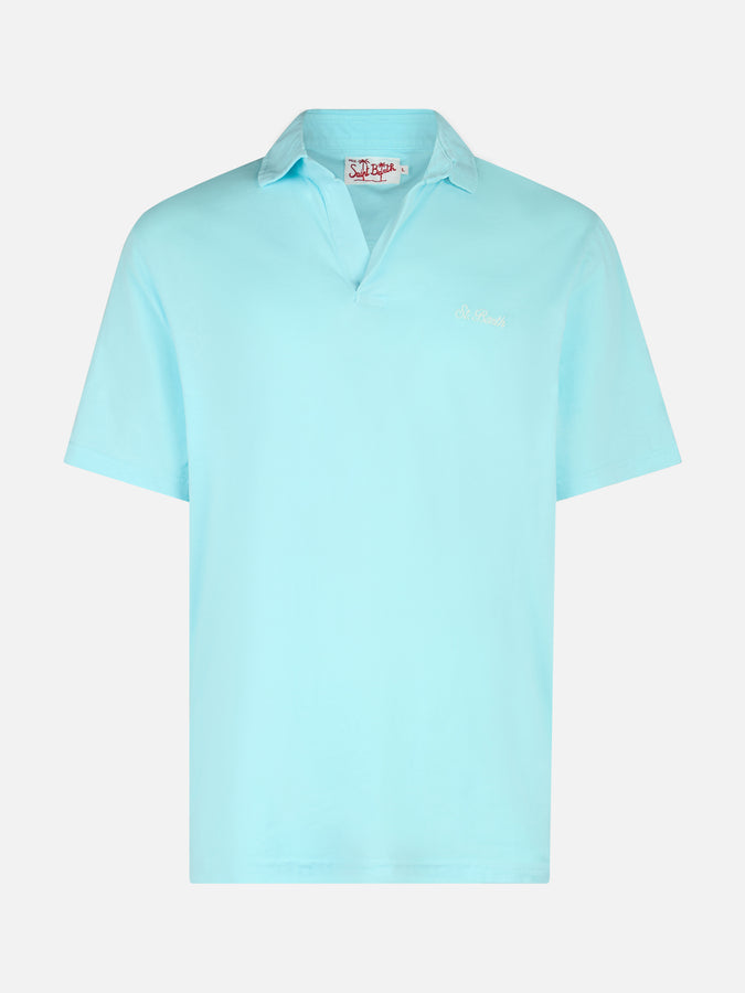 Mc2 Saint Barth Polo da uomo Brighton in jersey di cotone verde acqua Negozio online di fabbrica