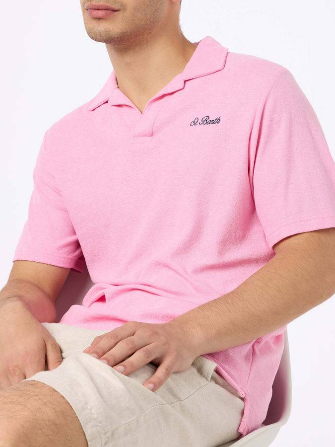 Mc2 Saint Barth Polo da uomo in spugna rosa Jeremy Prezzo di fabbrica