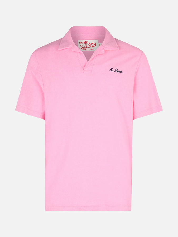 Mc2 Saint Barth Polo da uomo in spugna rosa Jeremy Prezzo di fabbrica
