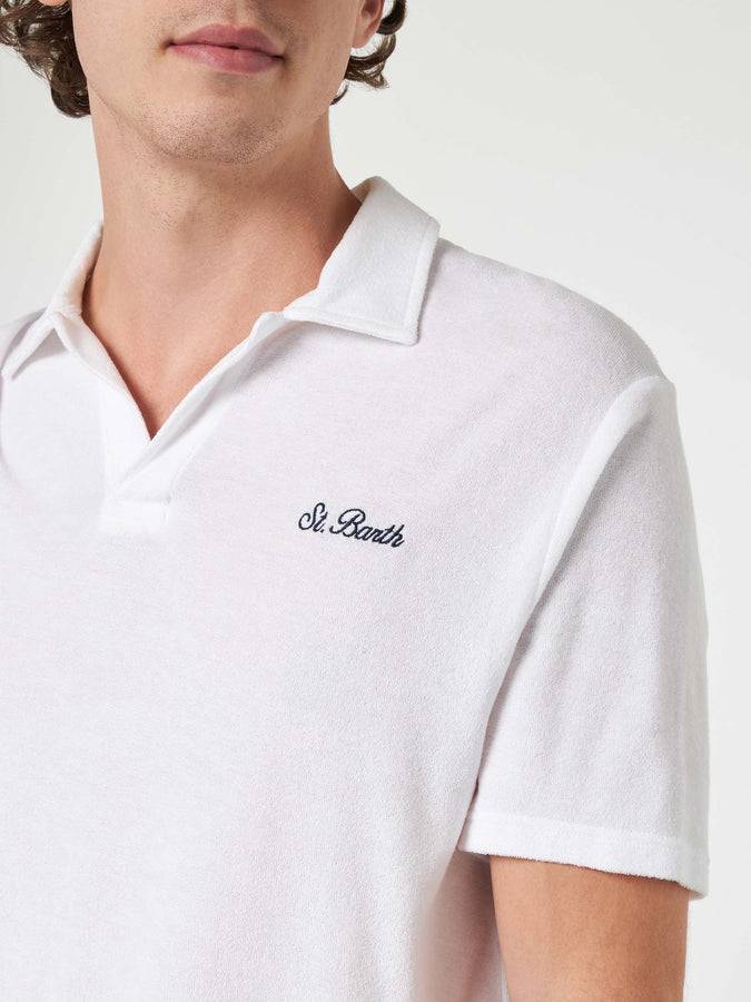 Mc2 Saint Barth Polo da uomo in spugna bianca Jeremy Offerta speciale