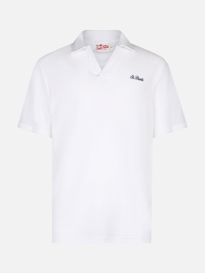 Mc2 Saint Barth Polo da uomo in spugna bianca Jeremy Offerta speciale