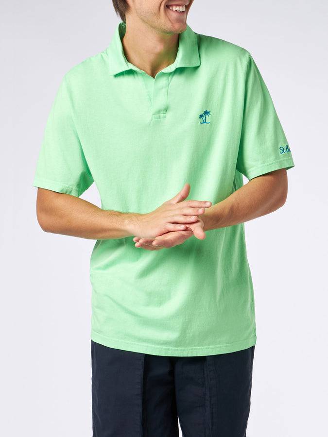 Mc2 Saint Barth Polo da uomo in jersey di cotone verde Comprare a buon mercato