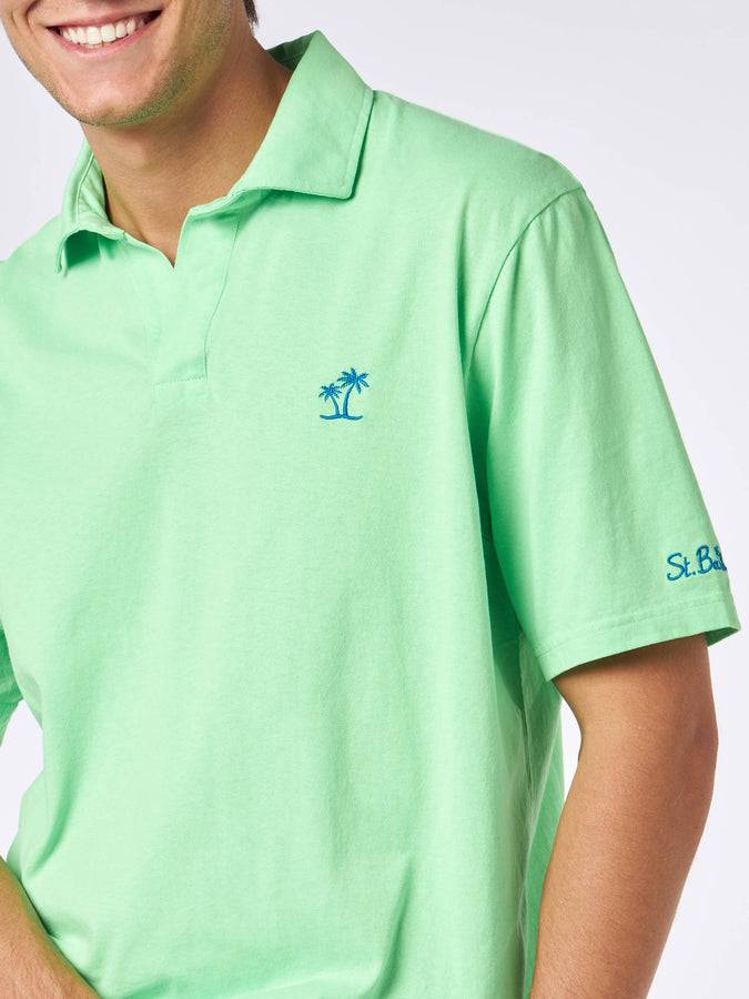 Mc2 Saint Barth Polo da uomo in jersey di cotone verde Comprare a buon mercato