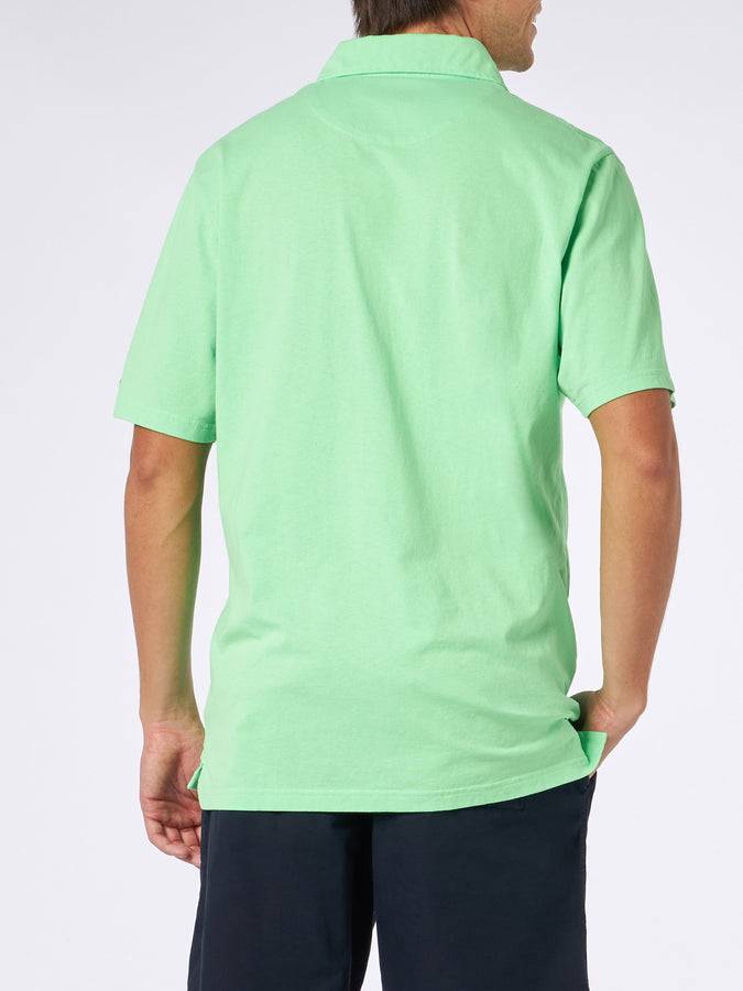 Mc2 Saint Barth Polo da uomo in jersey di cotone verde Comprare a buon mercato