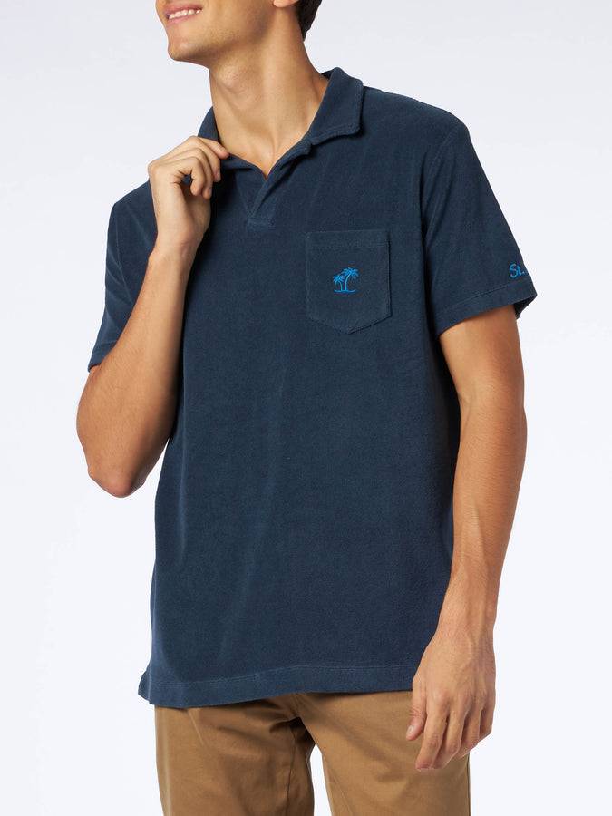 Mc2 Saint Barth Polo da uomo in spugna blu navy Flash Sale