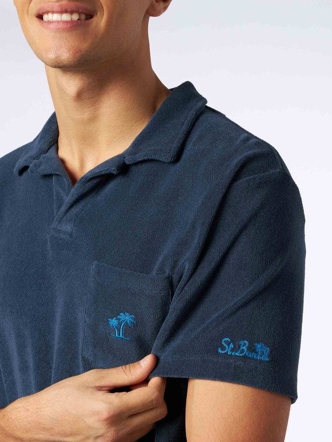 Mc2 Saint Barth Polo da uomo in spugna blu navy Flash Sale