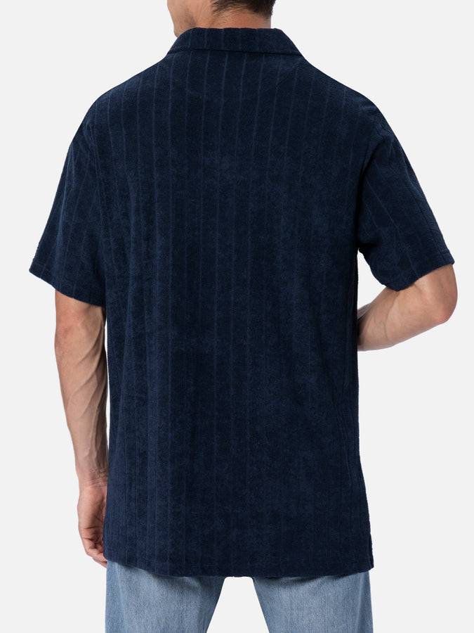 Mc2 Saint Barth Polo da uomo in spugna blu a costine Jeremy Fornitura limitata