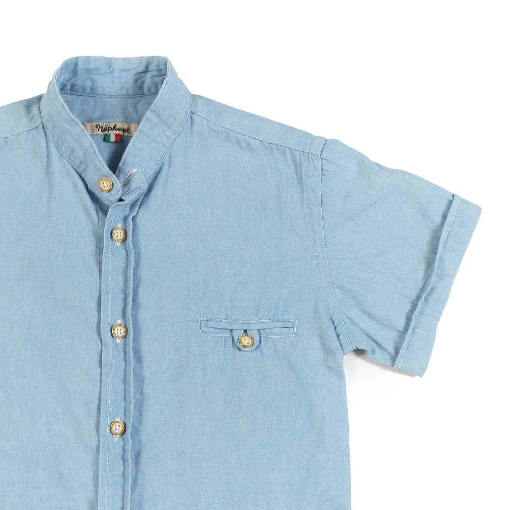 Nupkeet Camicia Collo Coreano Celeste – Tamburo Nuova