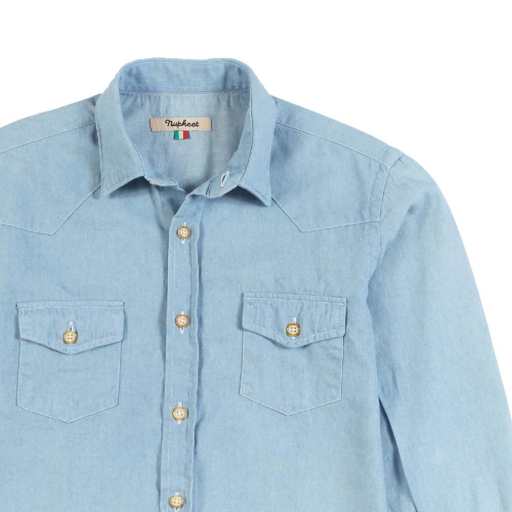 Nupkeet Camicia Collo Italiano Celeste – Coccio Moda