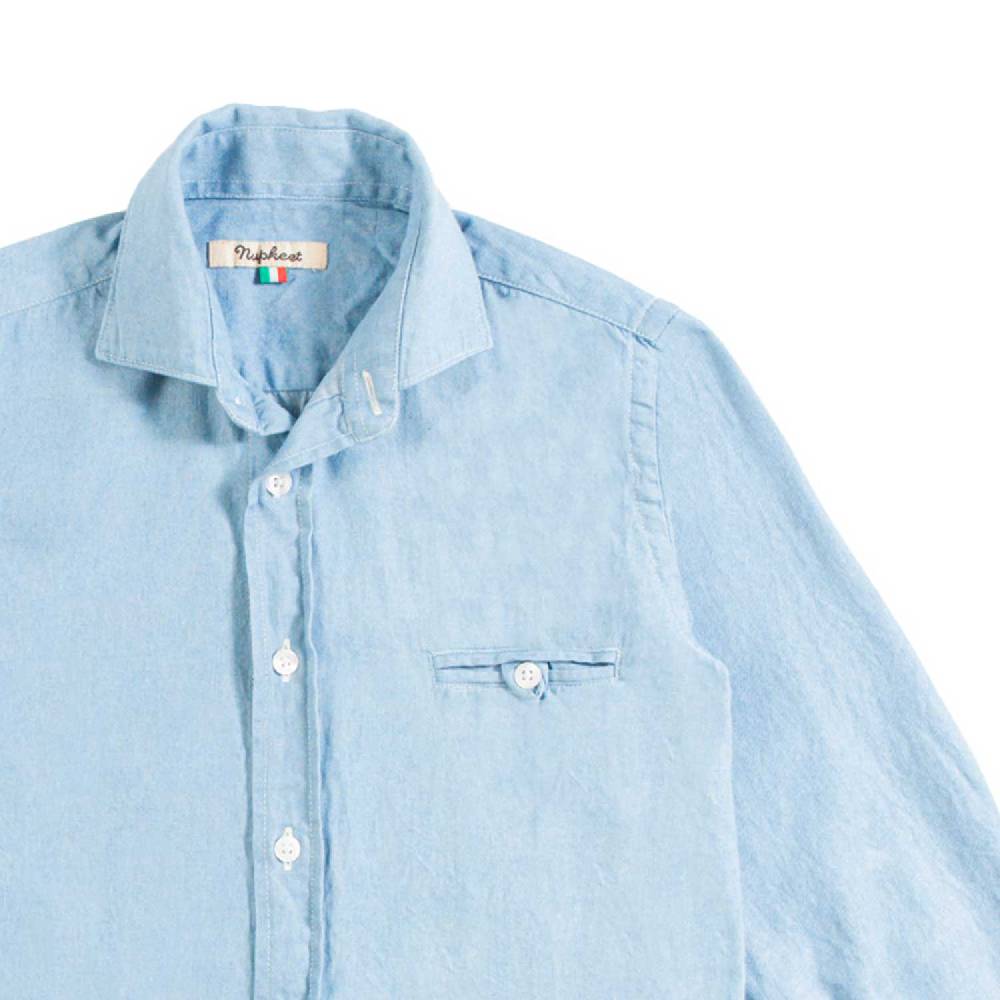 Nupkeet Camicia con Taschino in Denim Blu – Varano Offerta
