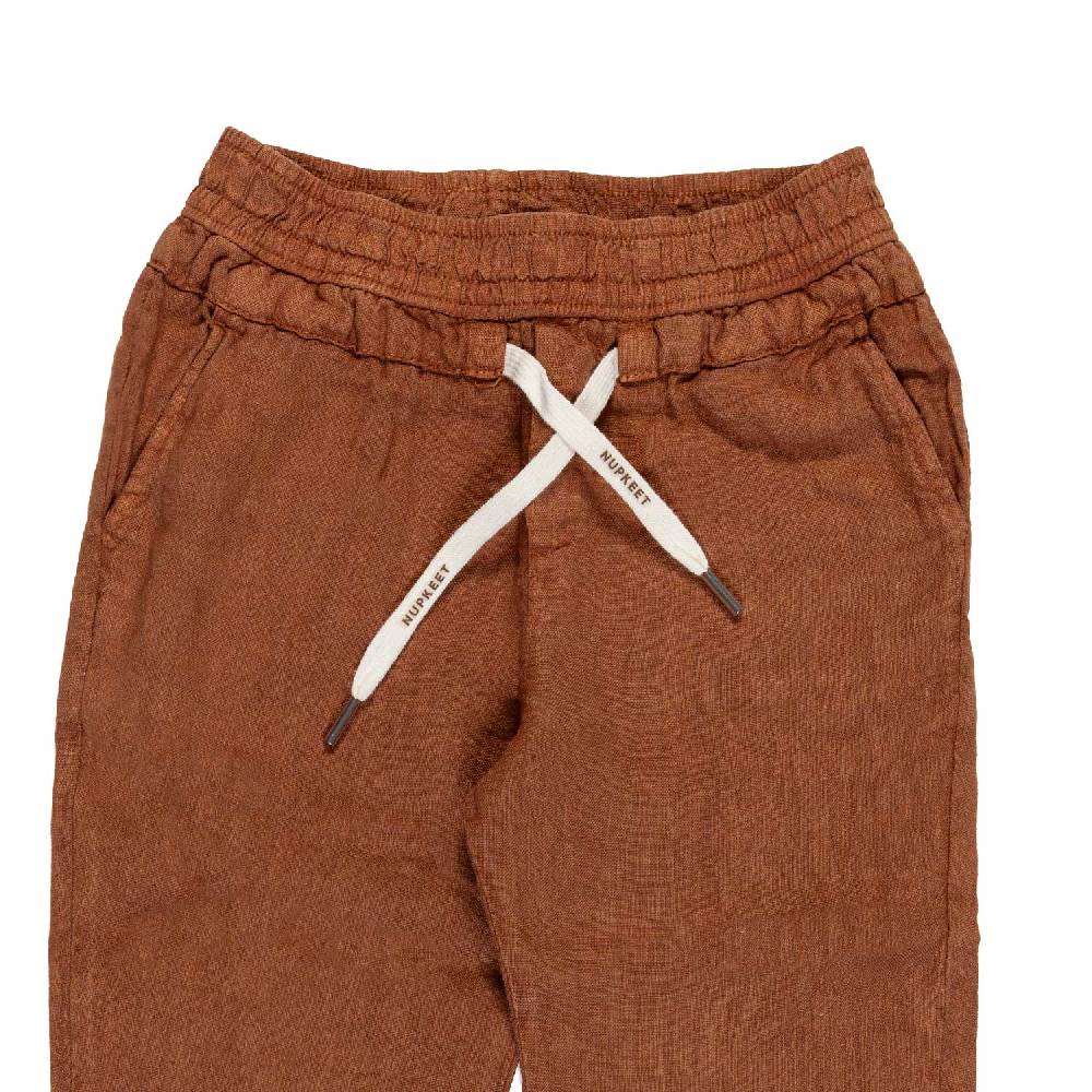 Nupkeet Pantalone lino marrone cacao Milano Pezzi Unici
