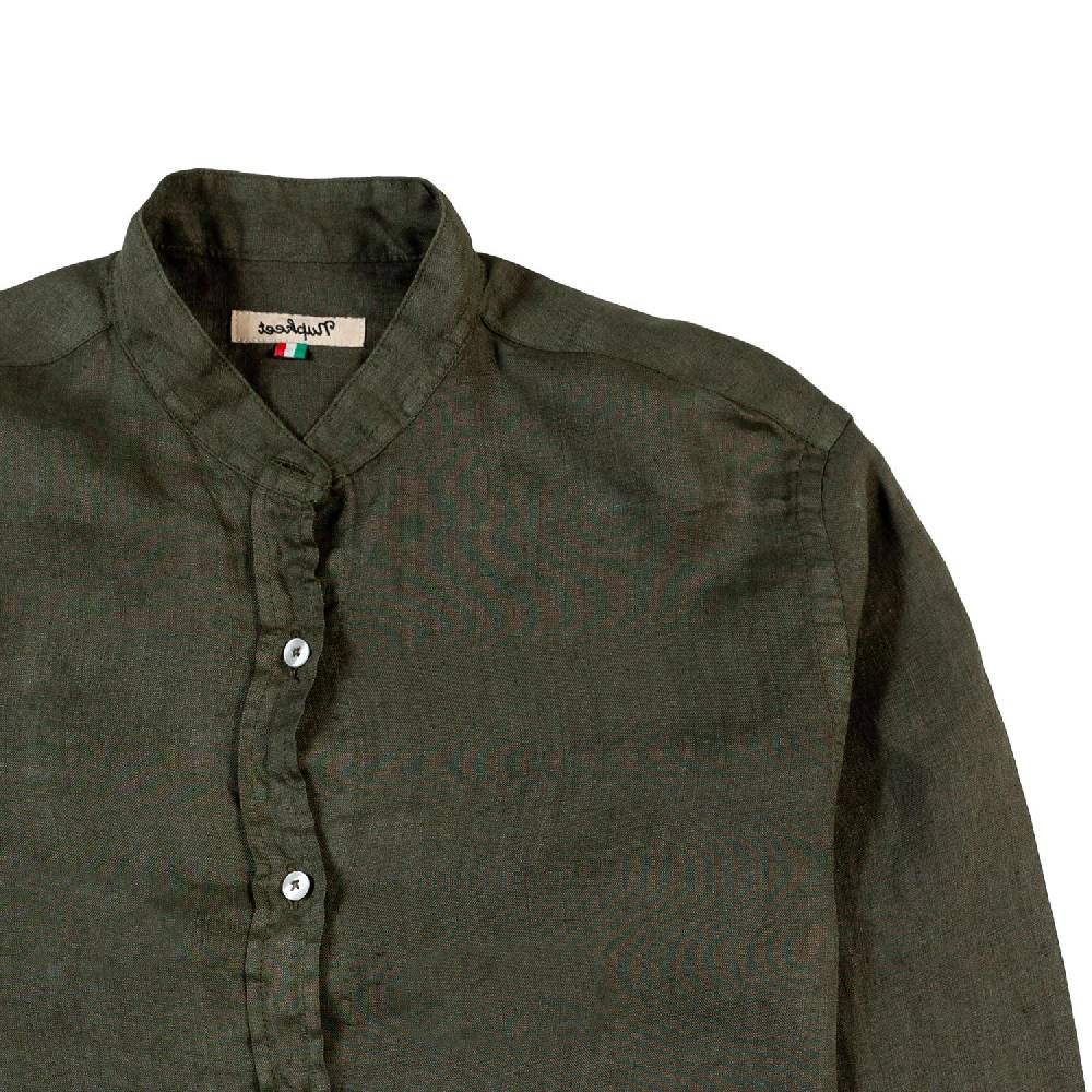 Nupkeet Camicia coreana lino verde militare Catanzaro Prezzo Ridotto