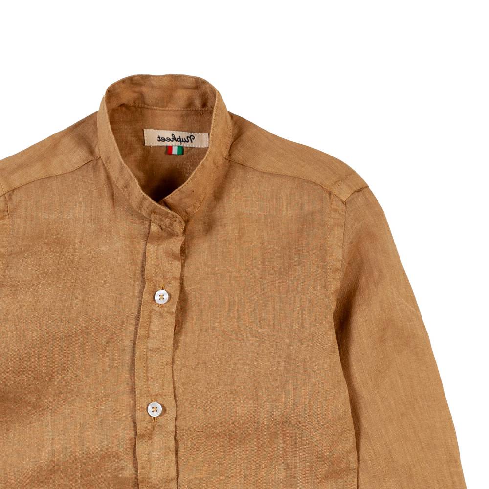 Nupkeet Camicia coreana lino sabbia Catanzaro Sottocosto
