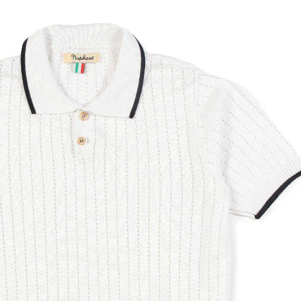 Nupkeet Polo tricot bianca e blu Gela Vendita