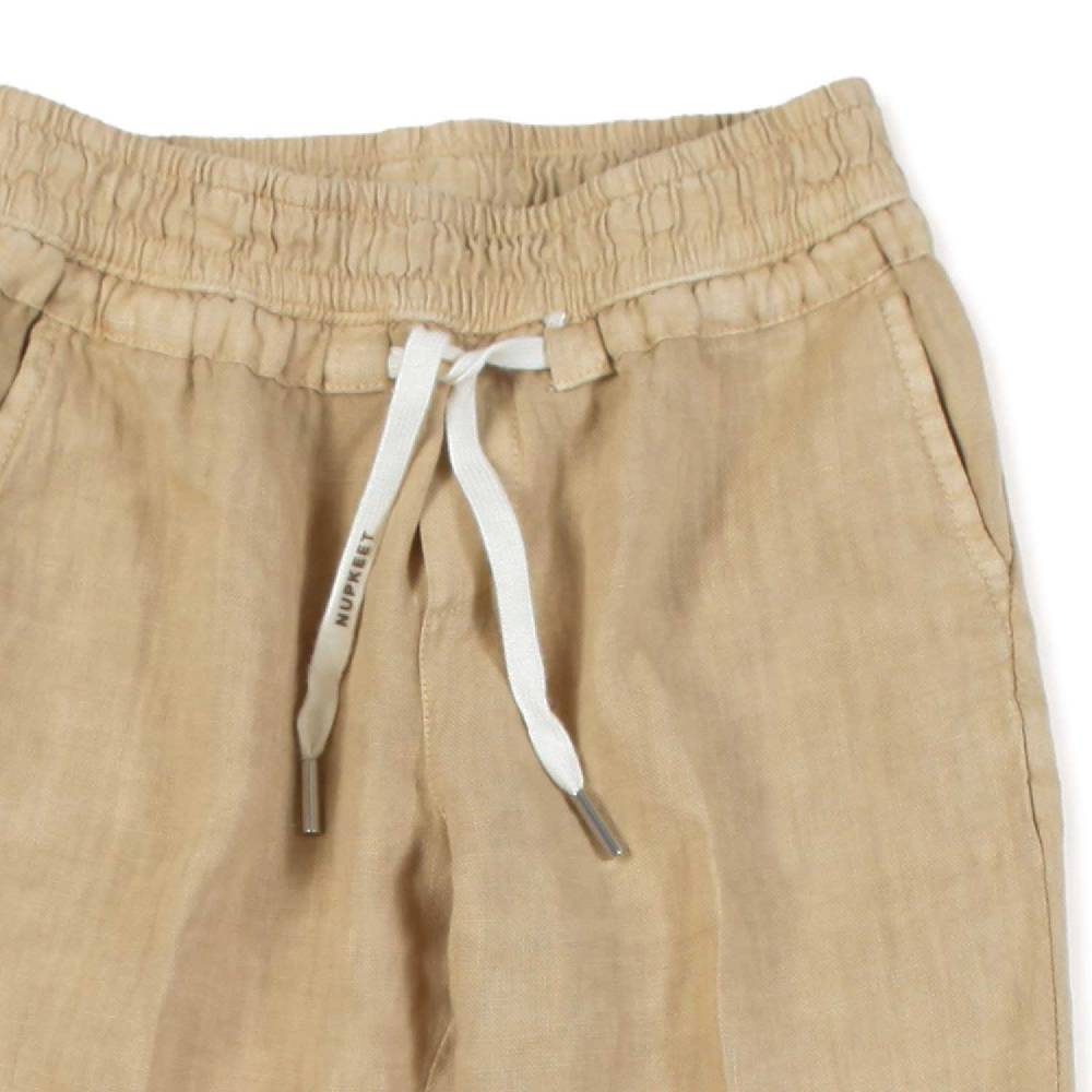 Nupkeet Pantalone lino beige sabbia Milano Vendita Calda