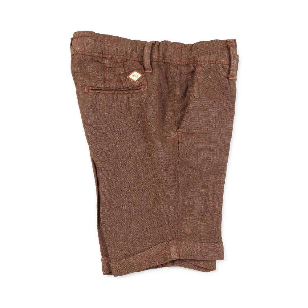 Nupkeet Bermuda lino marrone cacao Bergamo Saldi Di Fabbrica