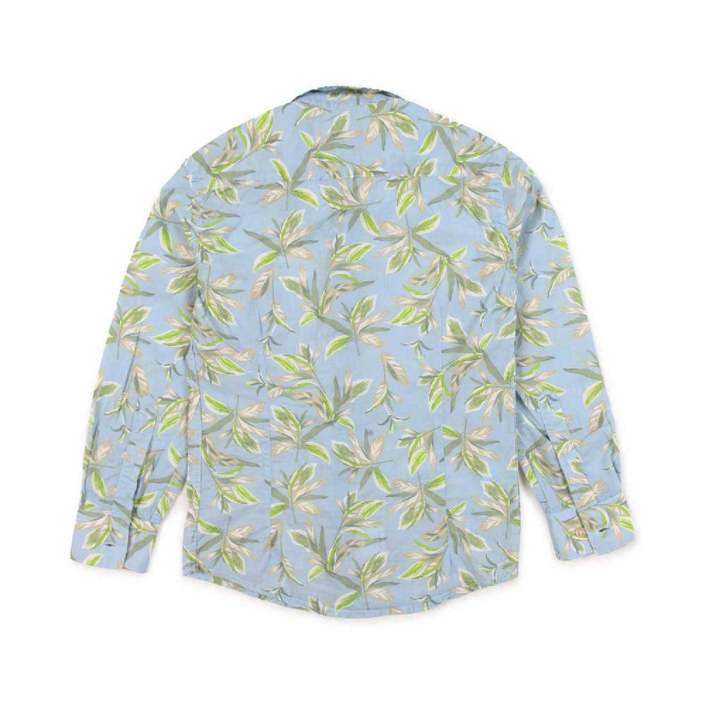 Nupkeet Camicia azzurra con stampa foglie Ravenna Italy