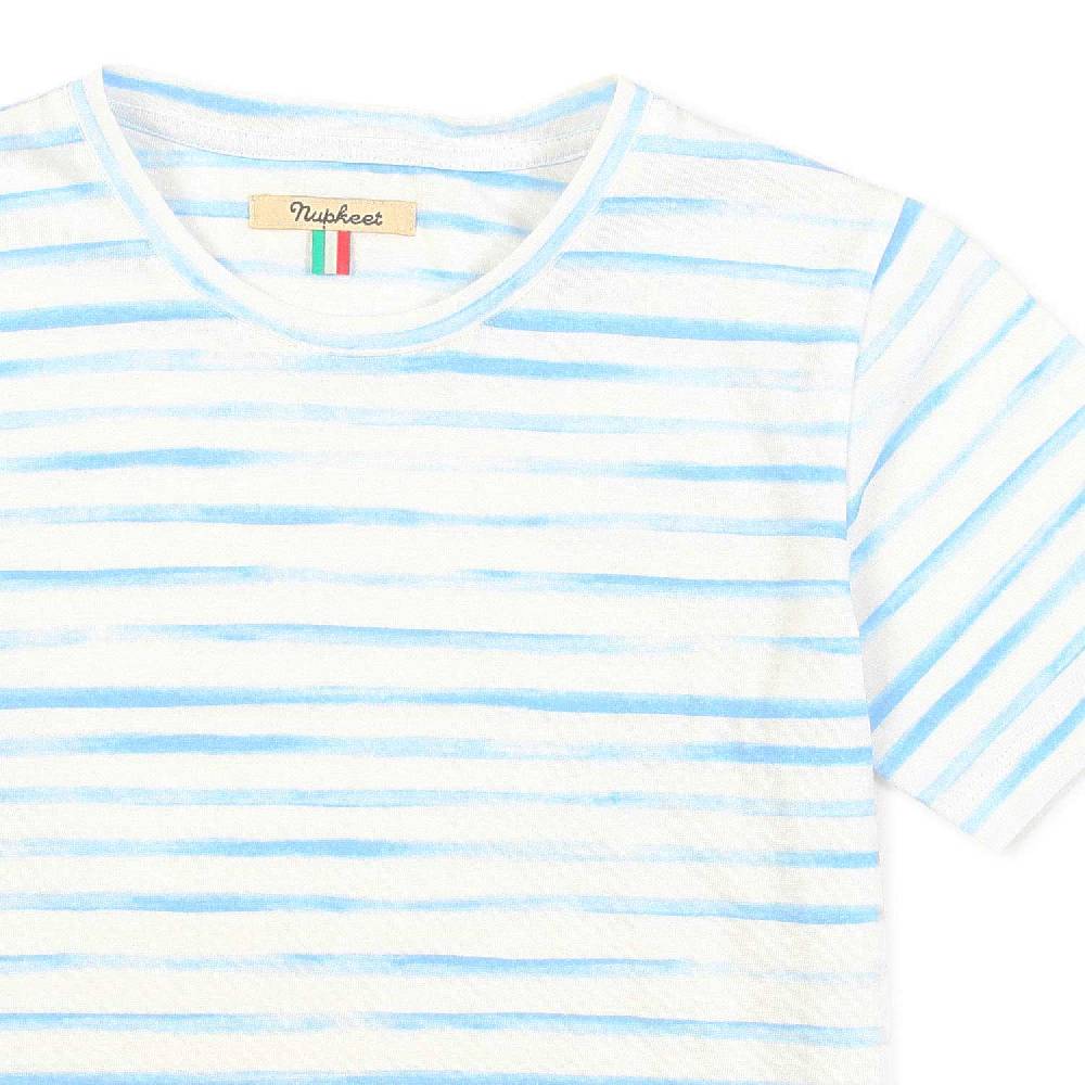 Nupkeet T-Shirt bianca e azzurra a righe Foggia Outlet