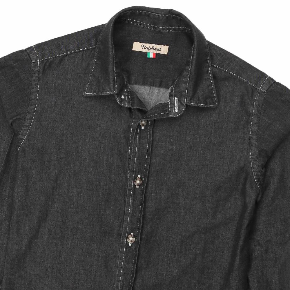 Nupkeet Camicia Giacomo nera in denim Shopping Online