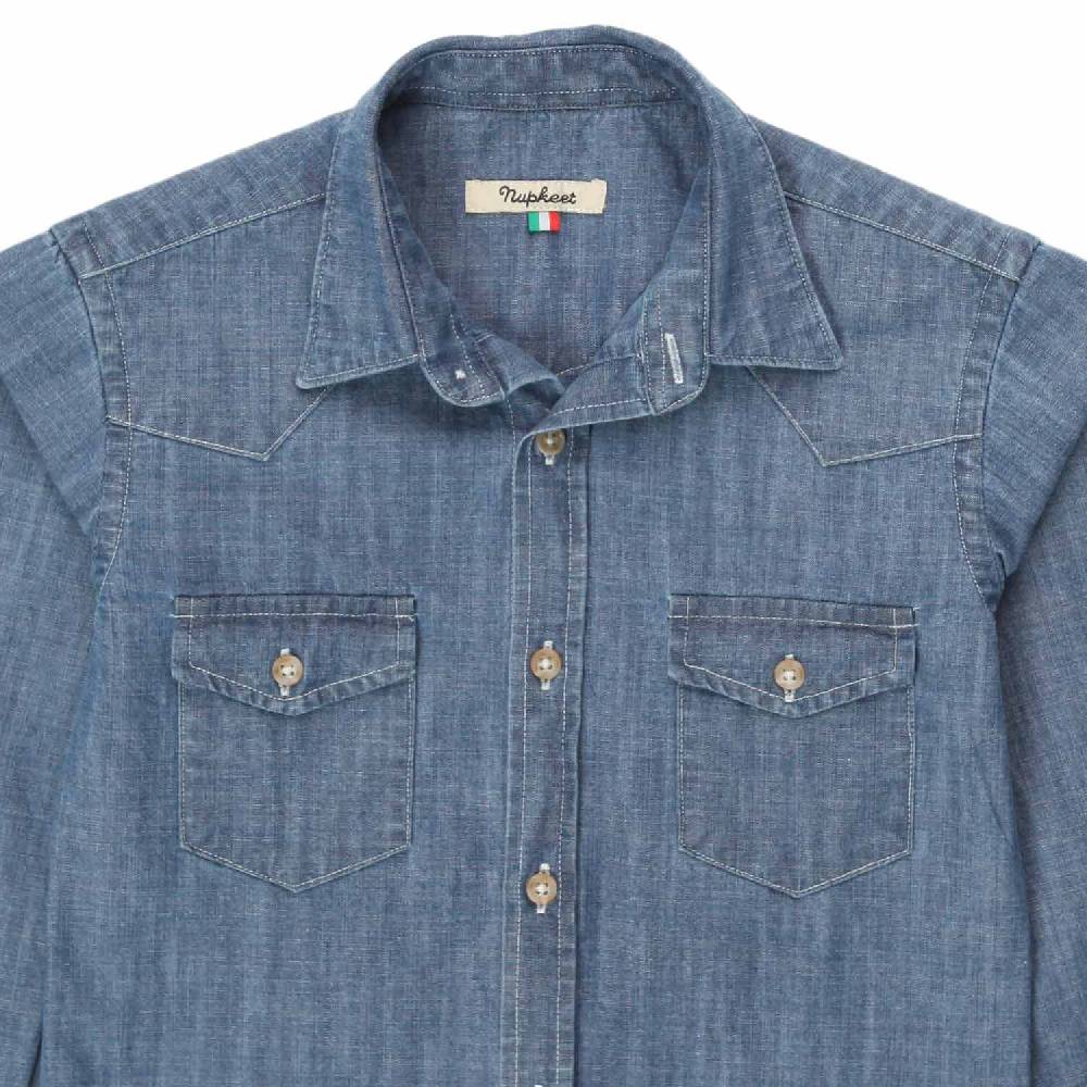 Nupkeet Camicia texana Ruben blu denim Affare Del Giorno