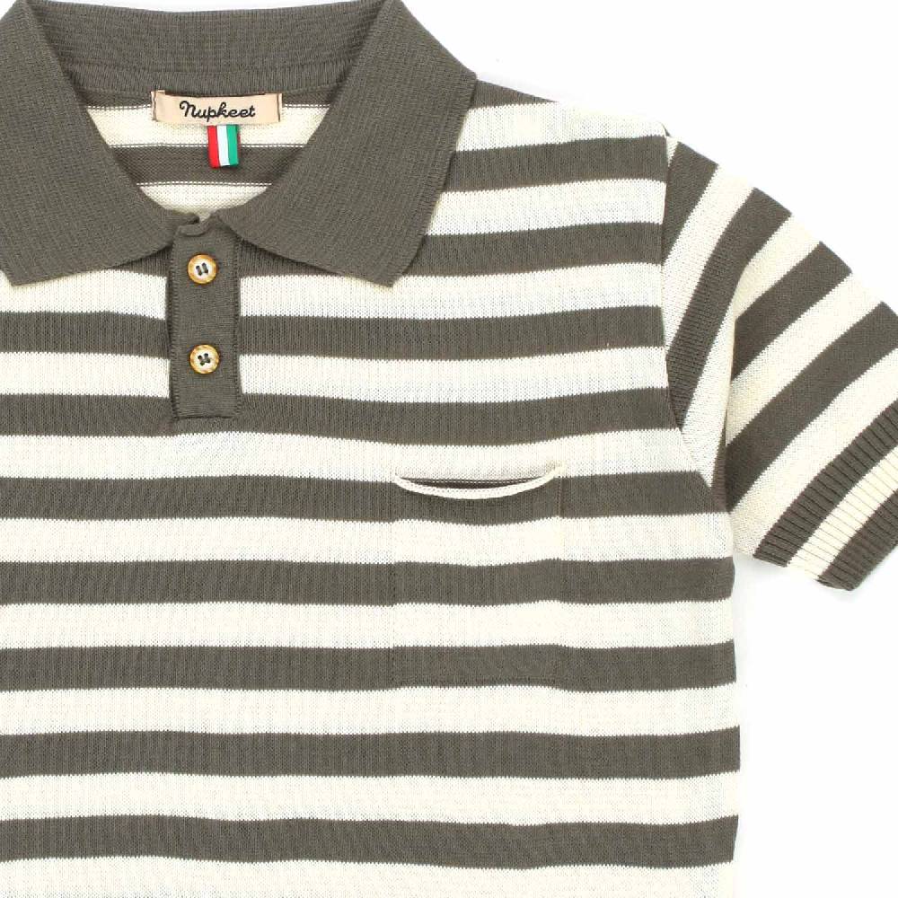 Nupkeet Polo Anafi panna e salvia a righe Qualità