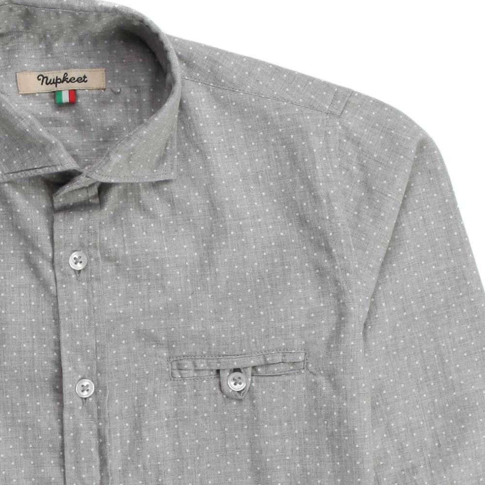 Nupkeet Cincillà a pois – Camicia in flanella grigia e bianca Shopping Online