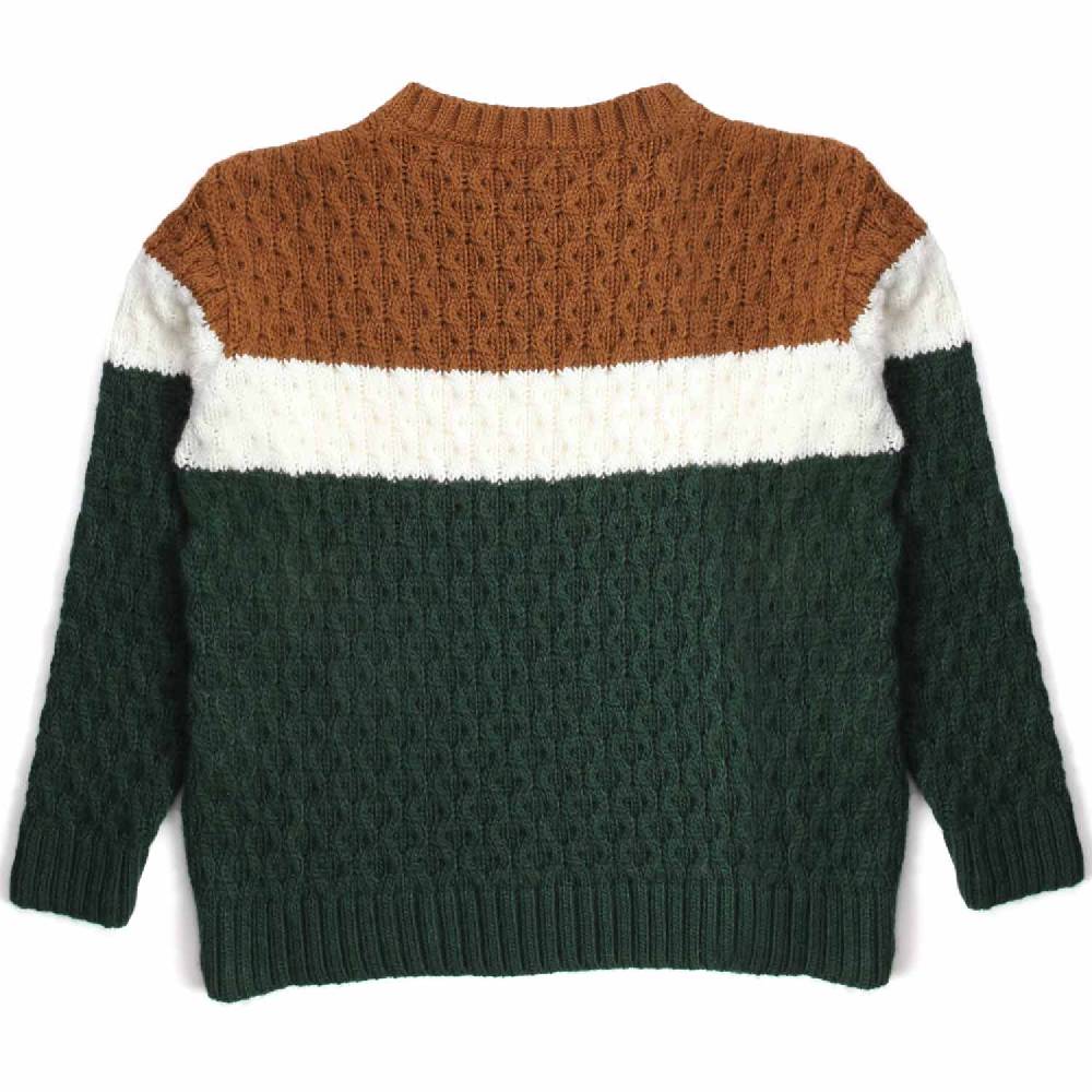 Nupkeet Piccione verde – Pullover in tricot tricolore Pezzi Unici