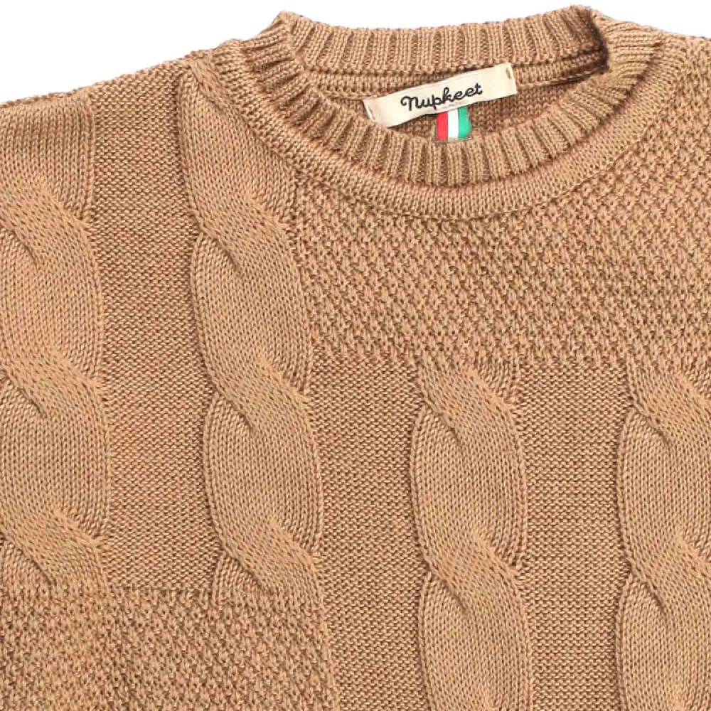 Nupkeet Faina cammello – Pullover in tricot con trecce Affare Del Giorno