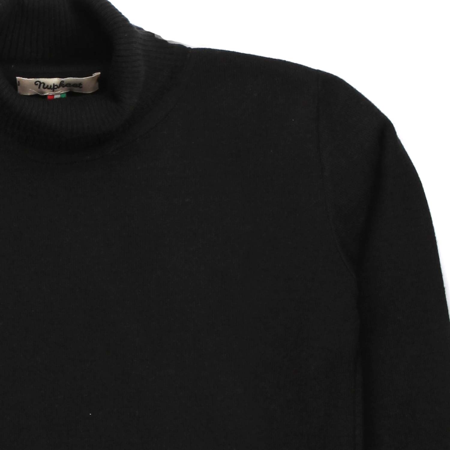 Nupkeet Leopardo nero – Pullover collo alto in tricot stretch Convenienza