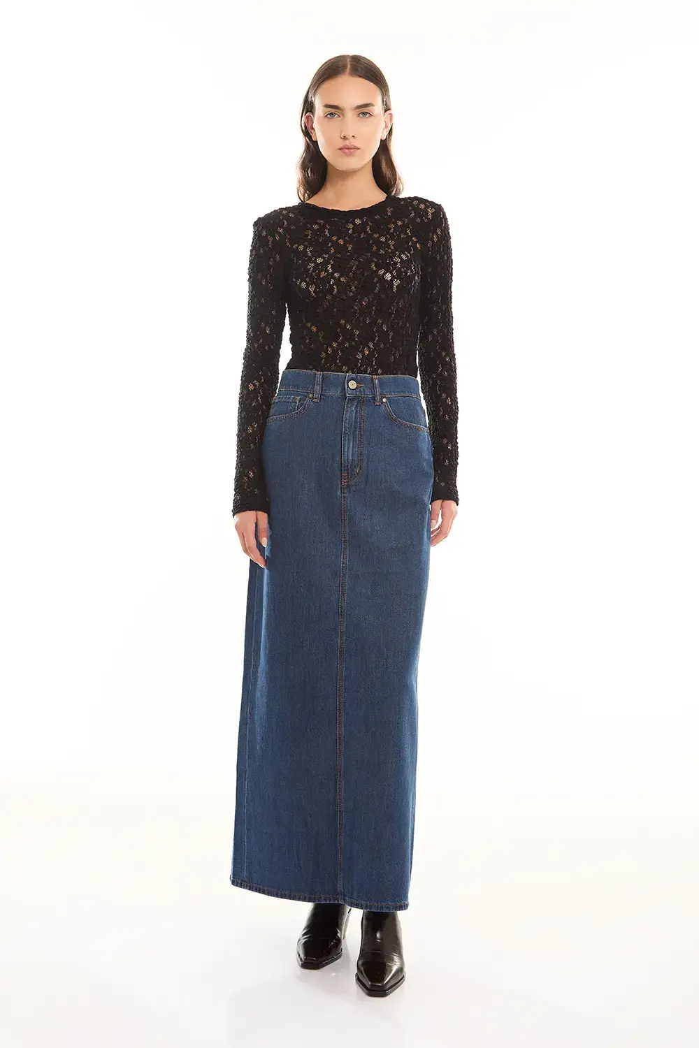 P.A.R.O.S.H. GONNA LUNGA DENIM Nuovo