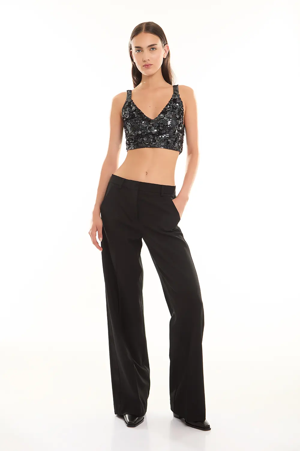 P.A.R.O.S.H. TOP CROP FULL PAILLETTES Saldi Di Fabbrica