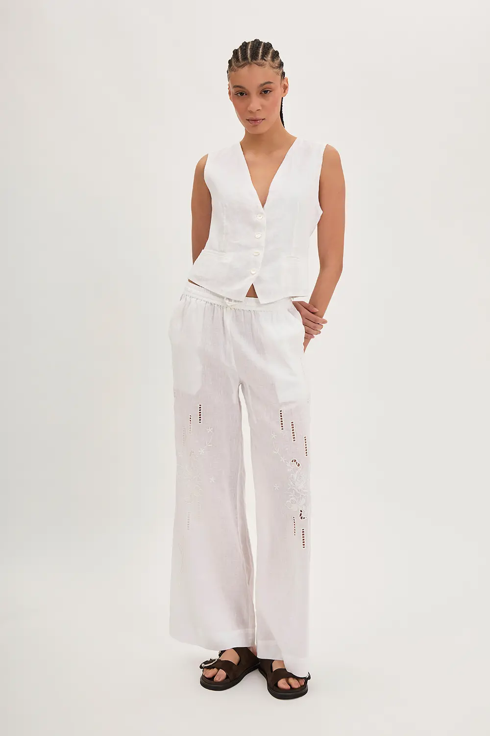 P.A.R.O.S.H. PANTALONE IN LINO CON RICAMO Qualità Garantita