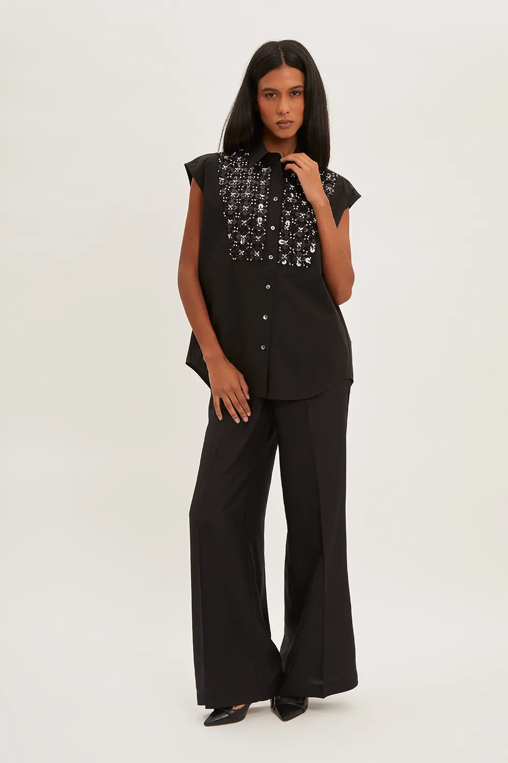 P.A.R.O.S.H. CAMICIA RICAMO PAILLETTES Sconto