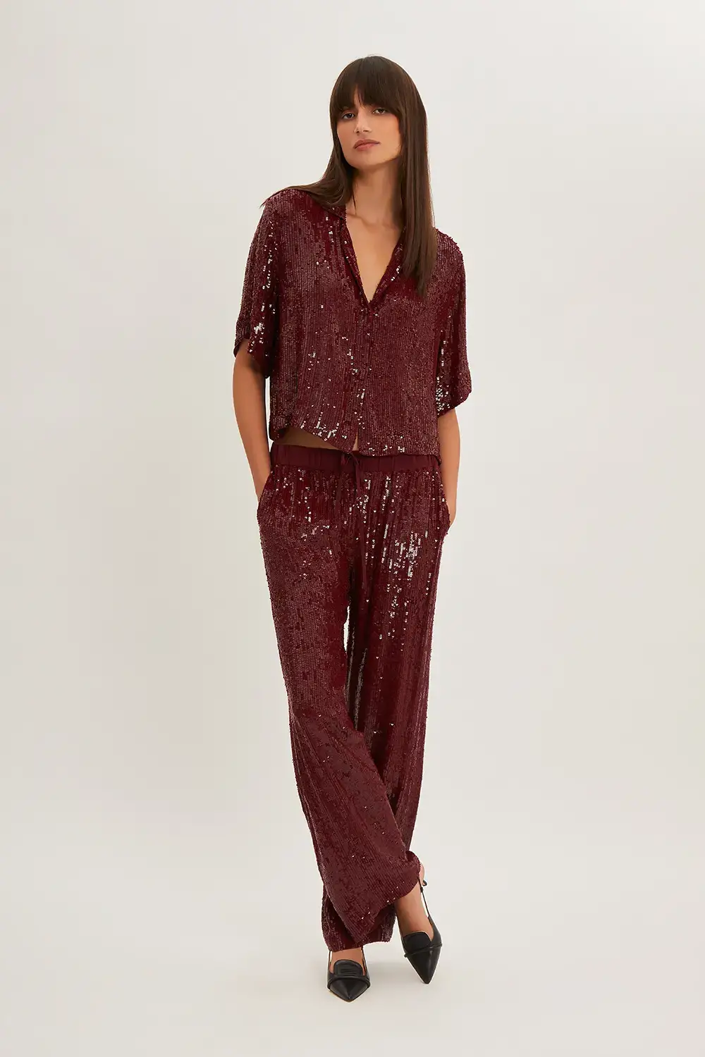 P.A.R.O.S.H. PANTALONI FULL PAILLETTES Spedizione Gratuita