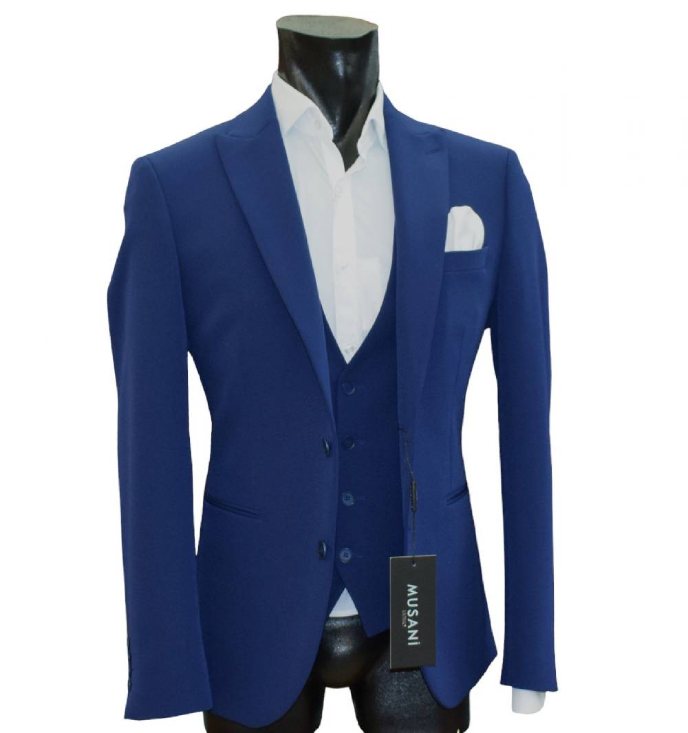 Musani Milano Cerimonia Abito musani bluette con gilet slim fit Offerte