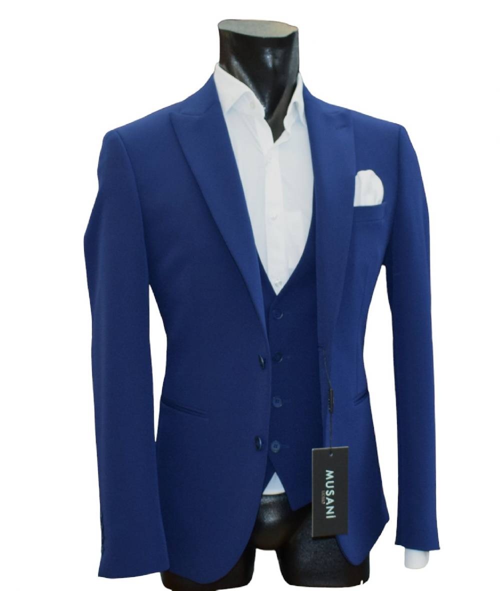Musani Milano Cerimonia Abito musani bluette con gilet slim fit Offerte