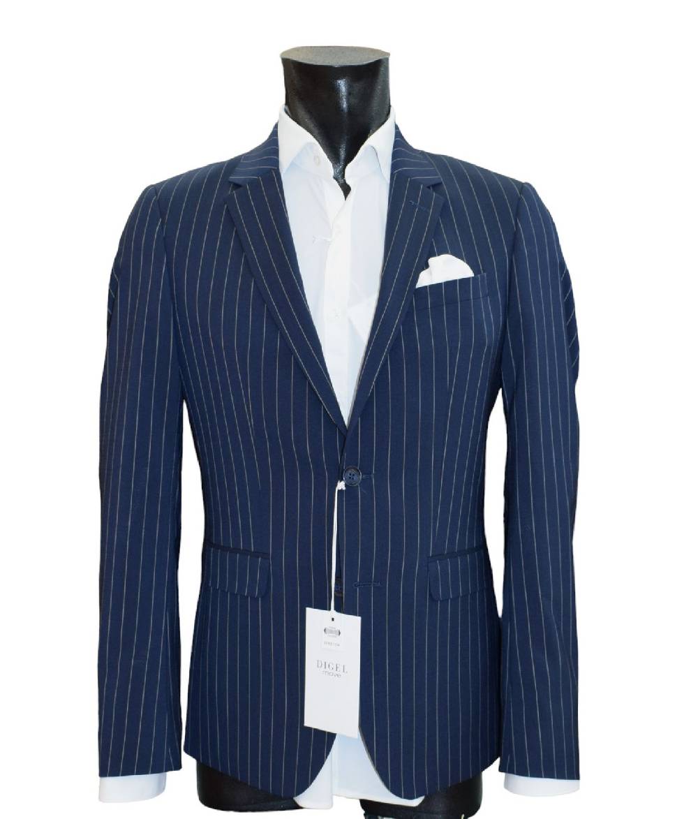 Digel Move Abito blu gessato digel in lana marzotto extra slim fit Vendita Calda