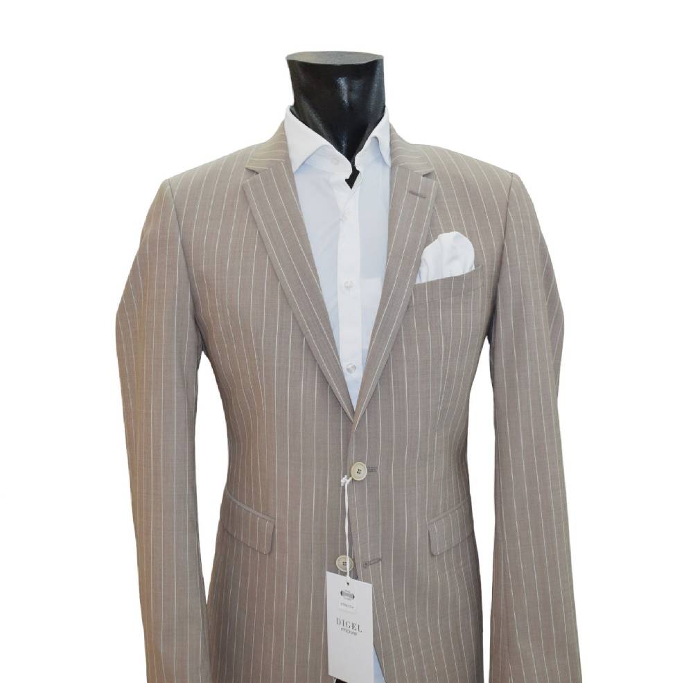 Digel Move Abito beige gessato digel in lana marzotto extra slim fit Vendita Economica