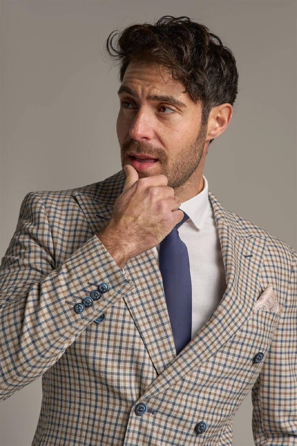 House of Cavani Giacca beige quadri cavani slim fit a doppiopetto Soddisfazione Garantita