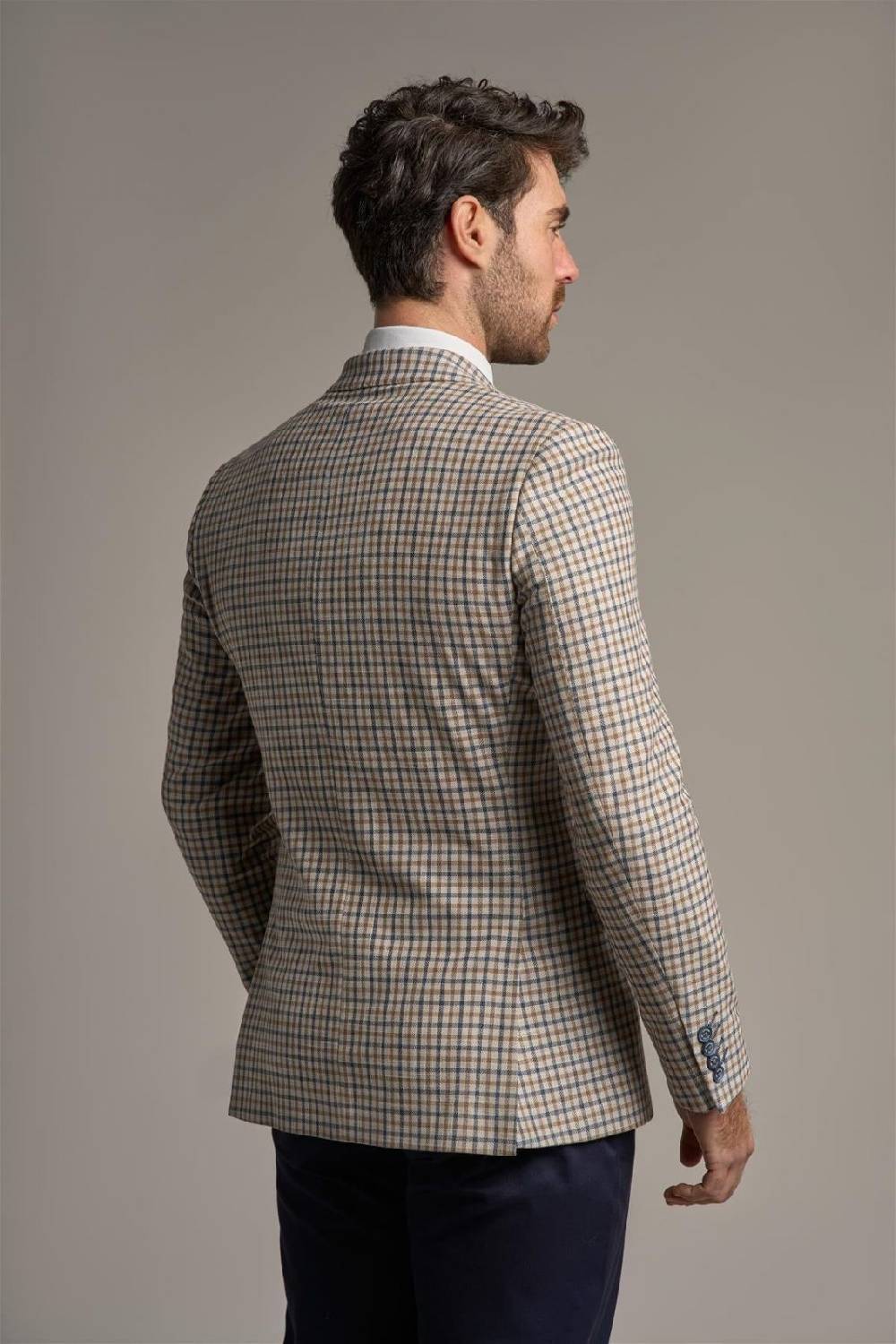 House of Cavani Giacca beige quadri cavani slim fit a doppiopetto Soddisfazione Garantita