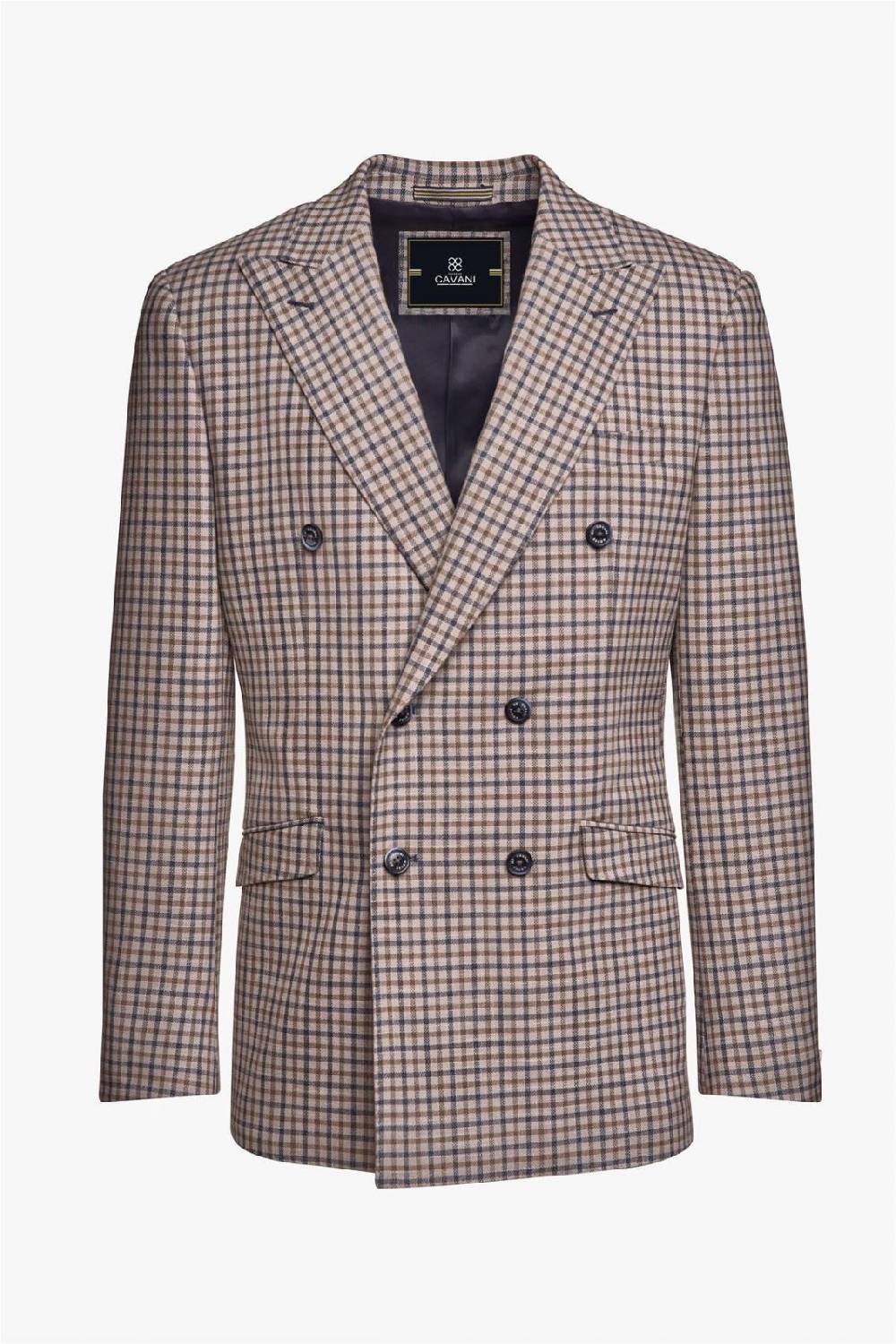House of Cavani Giacca beige quadri cavani slim fit a doppiopetto Soddisfazione Garantita