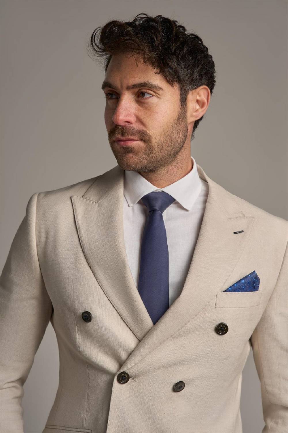 House of Cavani Giacca beige cavani slim fit a doppiopetto sfoderata Qualità Garantita