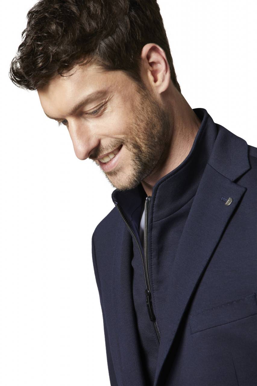 Digel Giacca digel blu in jersey drop quattro corto con pettorina staccabile Shopping Online