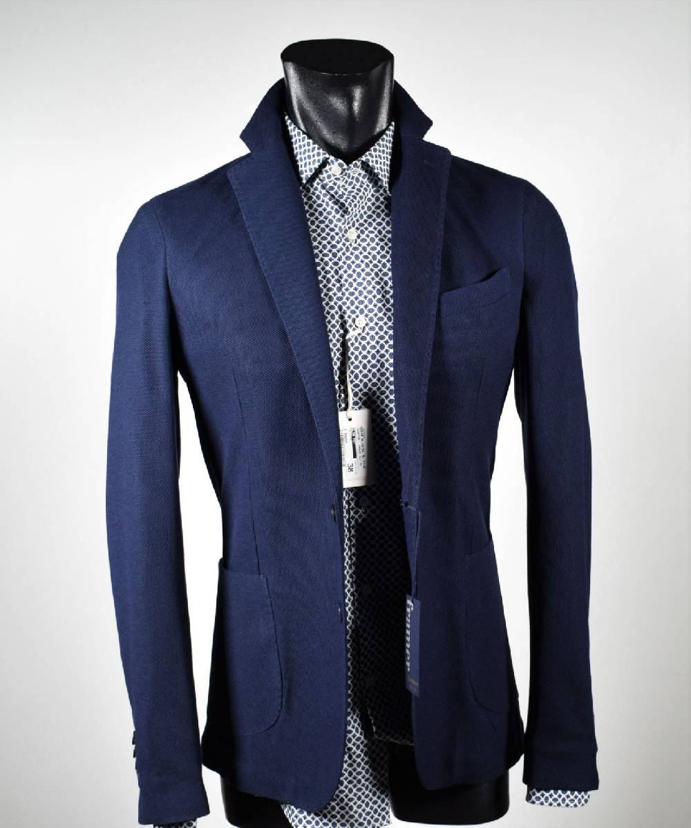 Framer Made in Italy Giacca framer informale blu sfoderata slim fit Vendita Calda