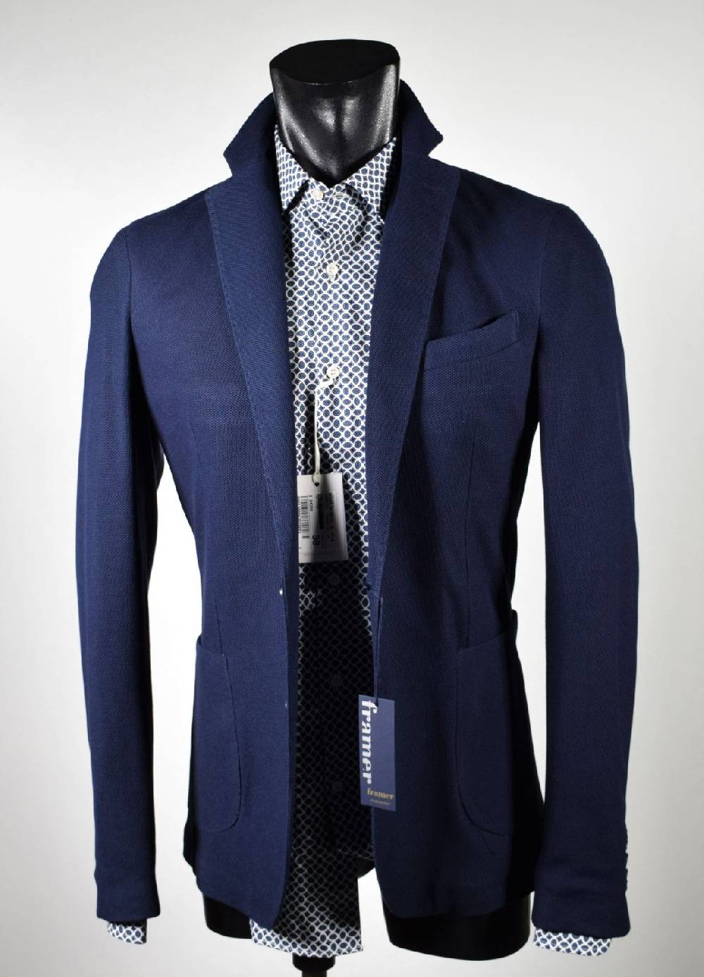 Framer Made in Italy Giacca framer informale blu sfoderata slim fit Vendita Calda