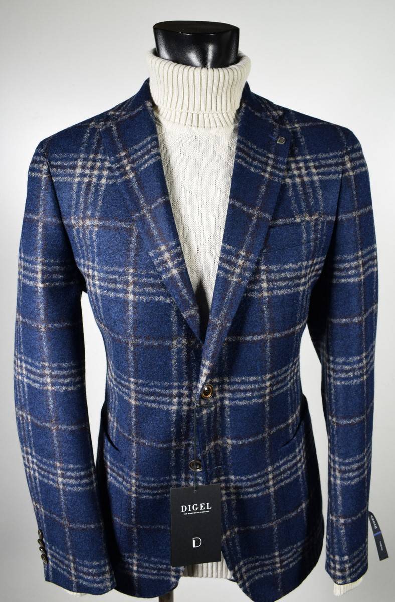 Digel Giacca blu a quadri digel in jersey sfoderata modern fit I Più Venduti