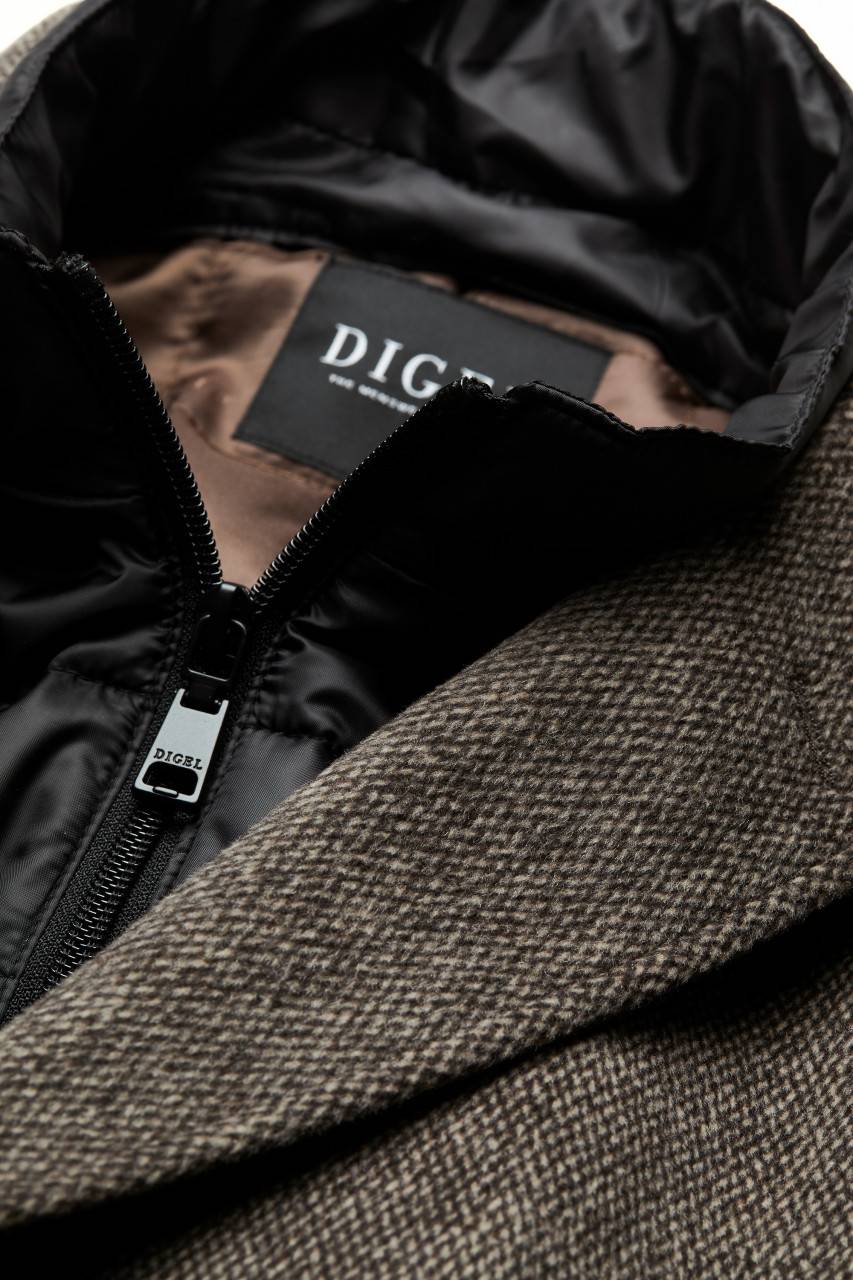 Digel Cappotto marrone digel con pettorina antivento staccabile Online