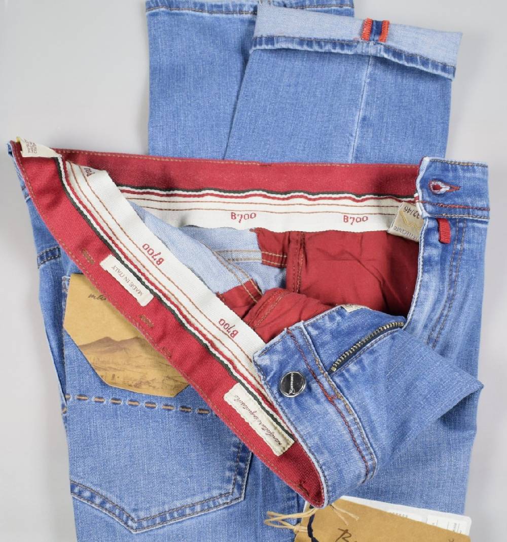 B Settecento Pantalone in denim stretch b700 slim fit lavaggio chiaro Qualità