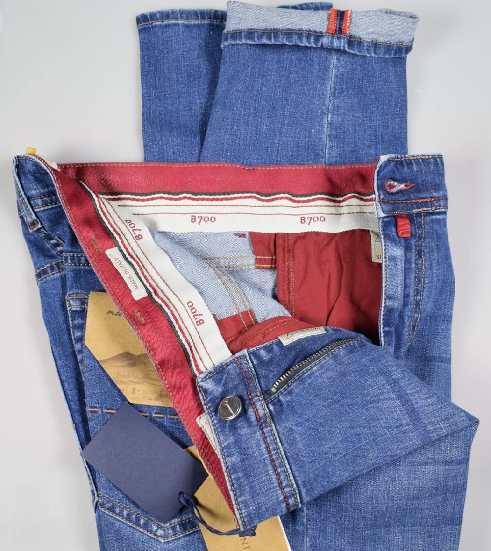B Settecento Pantalone in denim stretch b700 slim fit lavaggio medio Vendita