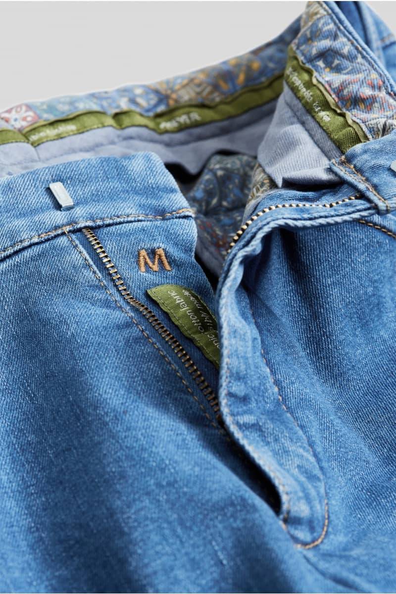 Meyer Cinque tasche in denim flex meyer blu medio stone modern fit Affare Del Giorno
